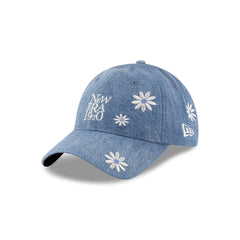 New Era Cap Flower Embroidery Light Denim 9TWENTY Adjustable Hat