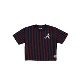 Atlanta Braves Throwback Women's Cropped Pinstripe T-Shirt