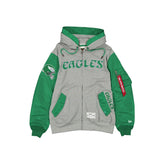Alpha Industries x Philadelphia Eagles Historic Gray MA-1 Full Zip Fleece Jacket