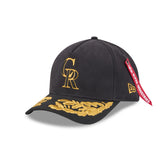 Alpha Industries x Colorado Rockies Black 9FORTY M-Crown A-Frame Snapback Hat