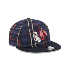 Chicago Blackhawks Grunge Plaid Retro Crown 9FIFTY Adjustable Hat