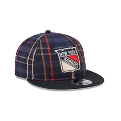New York Rangers Grunge Plaid Retro Crown 9FIFTY Adjustable Hat