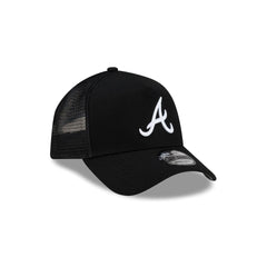 Atlanta Braves Side Script Black 9FORTY A-Frame Trucker Hat