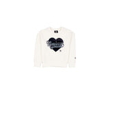 Dallas Cowboys Girls Sequin Heart Chrome White Crewneck