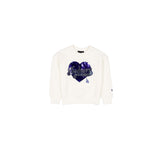 Los Angeles Dodgers Girls Sequin Heart Chrome White Crewneck