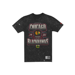 Chicago Blackhawks Throwback Washed Graphic Black T-Shirt