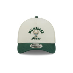 Milwaukee Bucks Arched Graphic Chrome White 9FORTY M-Crown A-Frame Snapback Hat