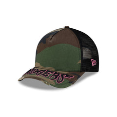 Los Angeles Dodgers Camo Gothic Visor 9FORTY M-Crown A-Frame Trucker Hat