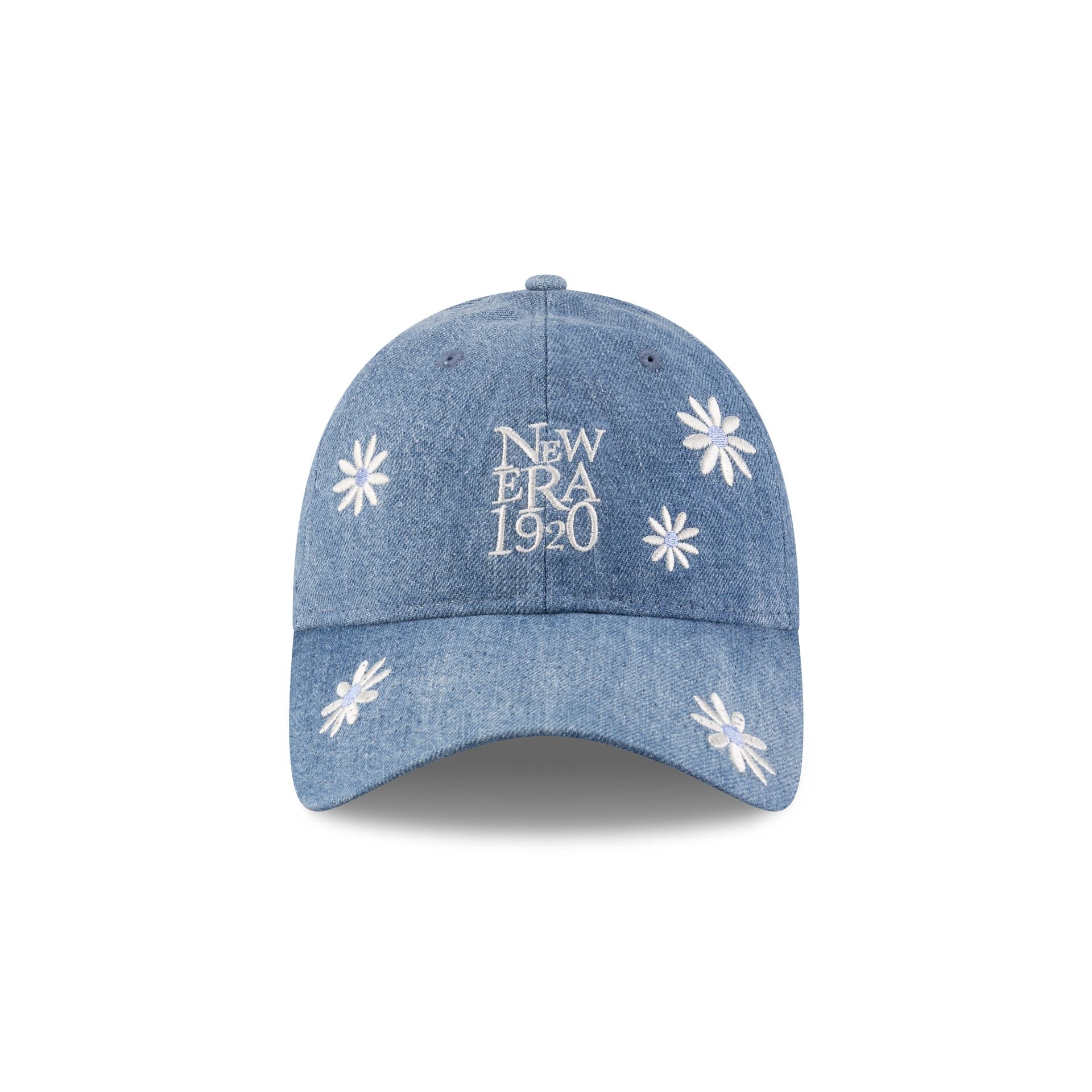 New Era Cap Flower Embroidery Light Denim 9TWENTY Adjustable Hat