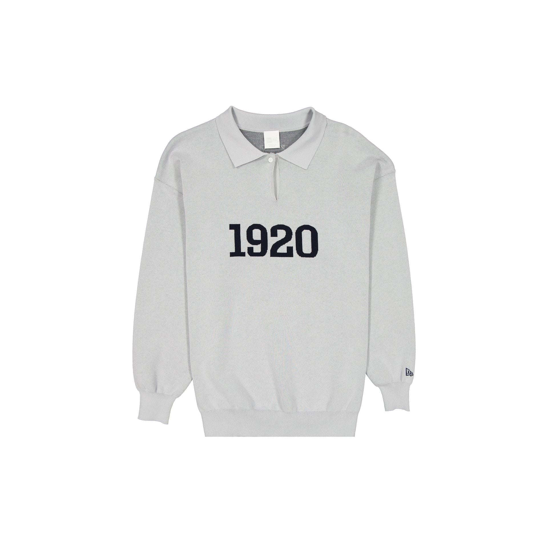 New Era Cap Gray Knit Long-Sleeve Polo