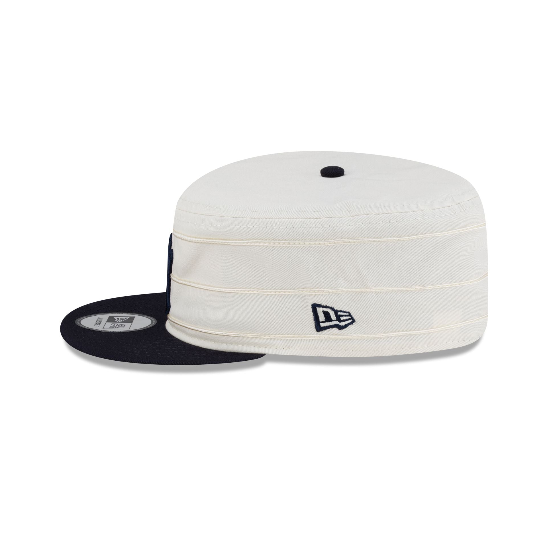 New York Yankees Side Patch Chrome White Pillbox Hat