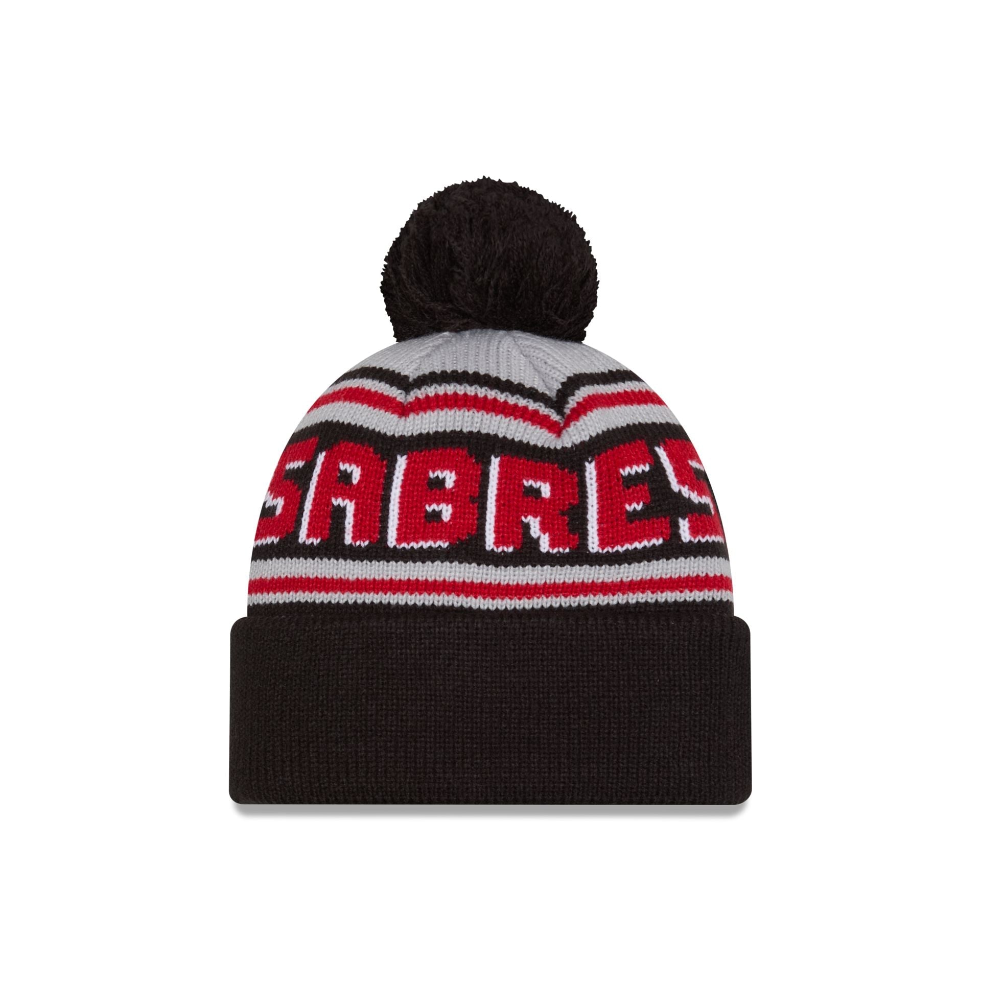 Buffalo Sabres Stripe Wordmark Pom Knit Hat