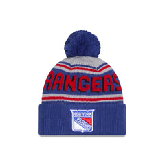 New York Rangers Stripe Wordmark Pom Knit Hat