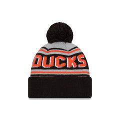 Anaheim Ducks Stripe Wordmark Pom Knit Hat