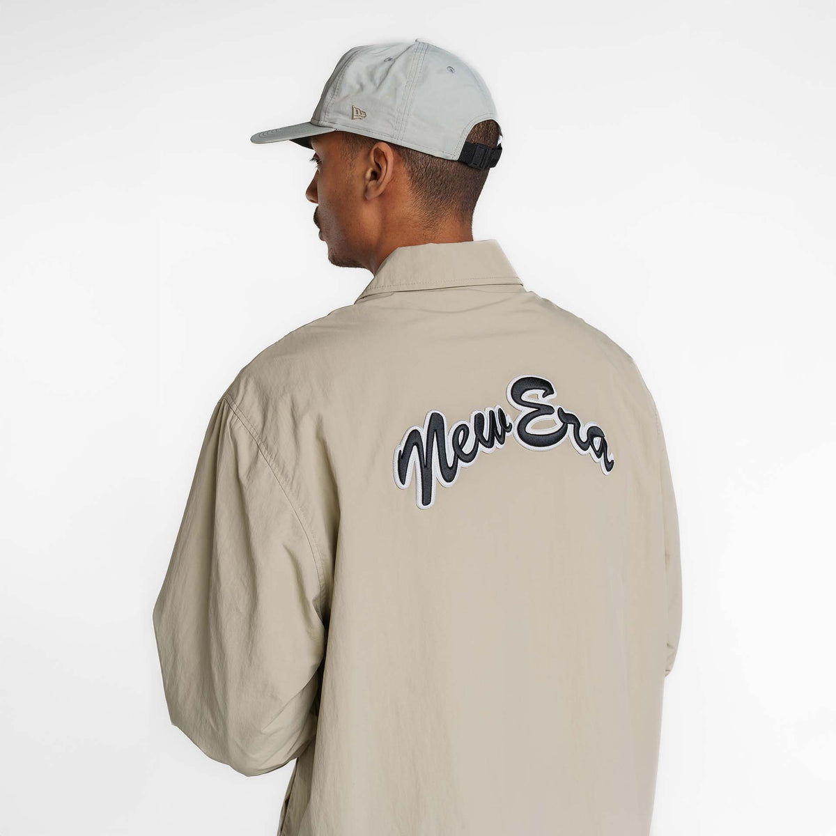 New Era Branded Ripstop Script Nylon Abbey Stone Coach's Jacket