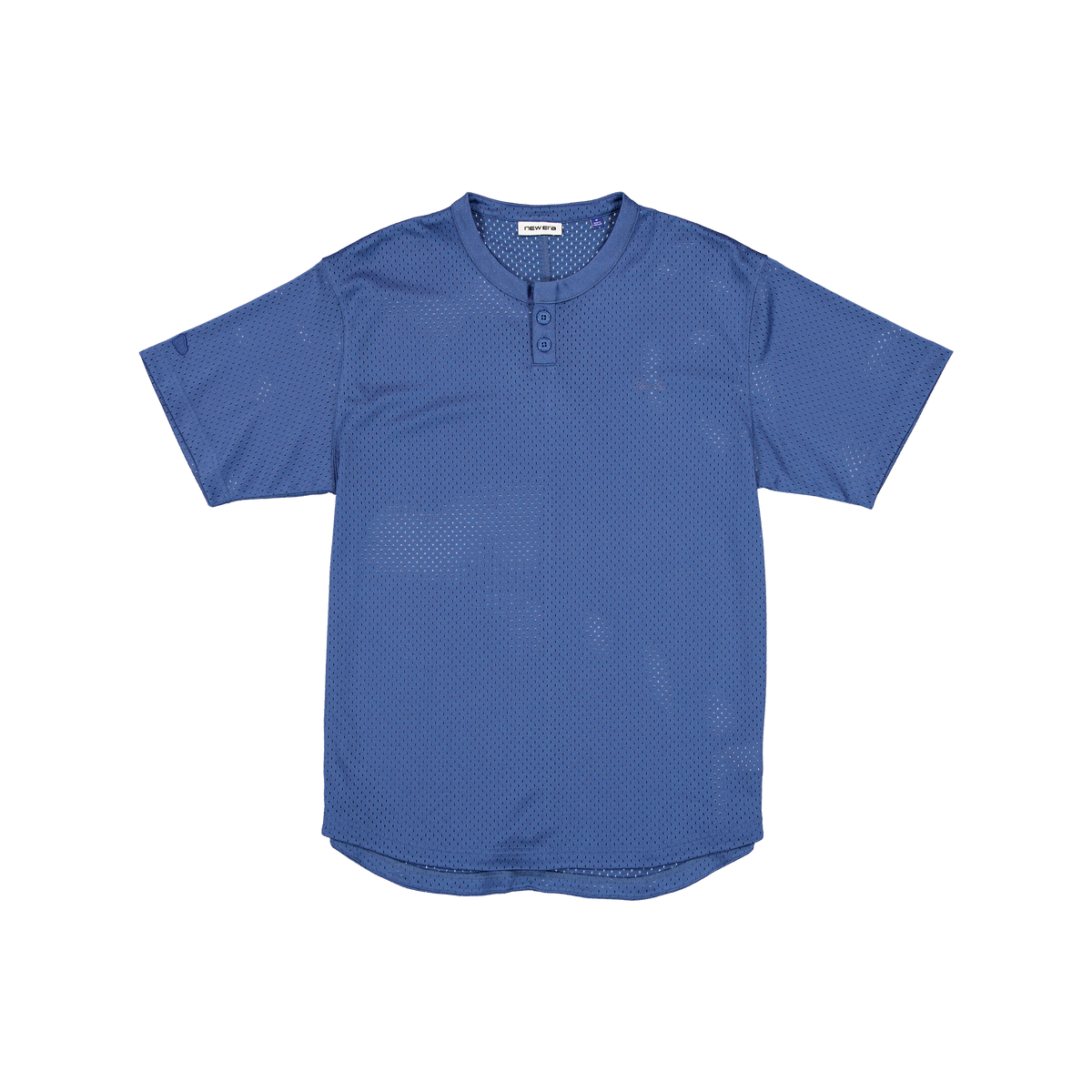 New Era Branded Galvin 2-Button Mesh Henley Indigo Jersey