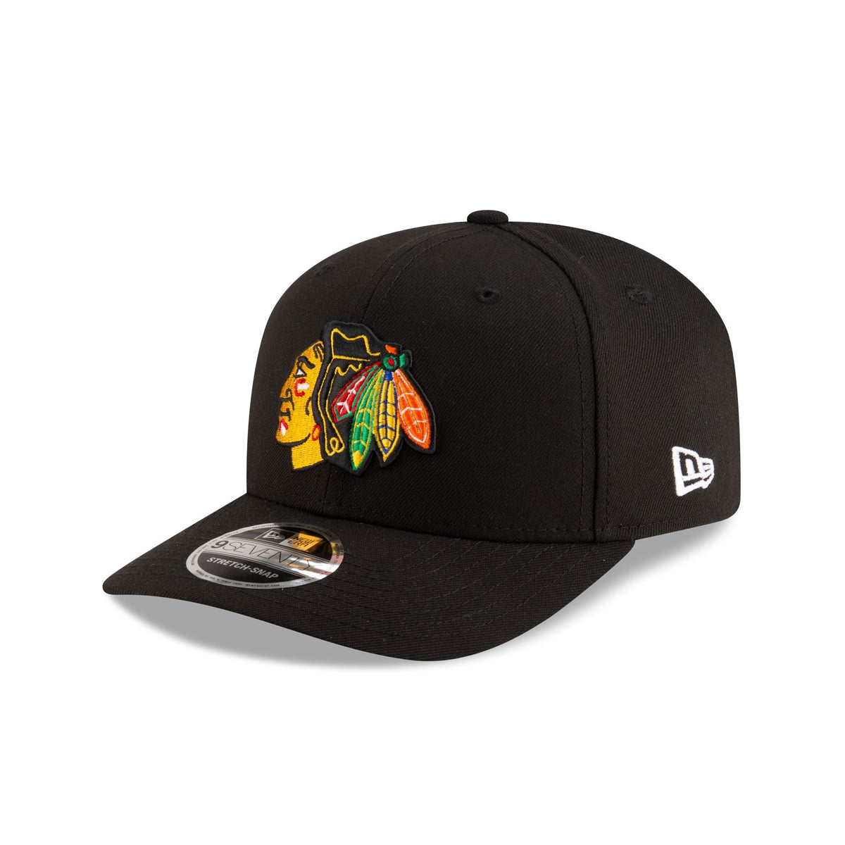 Chicago Blackhawks Team Black 9SEVENTY Stretch-Snap Hat