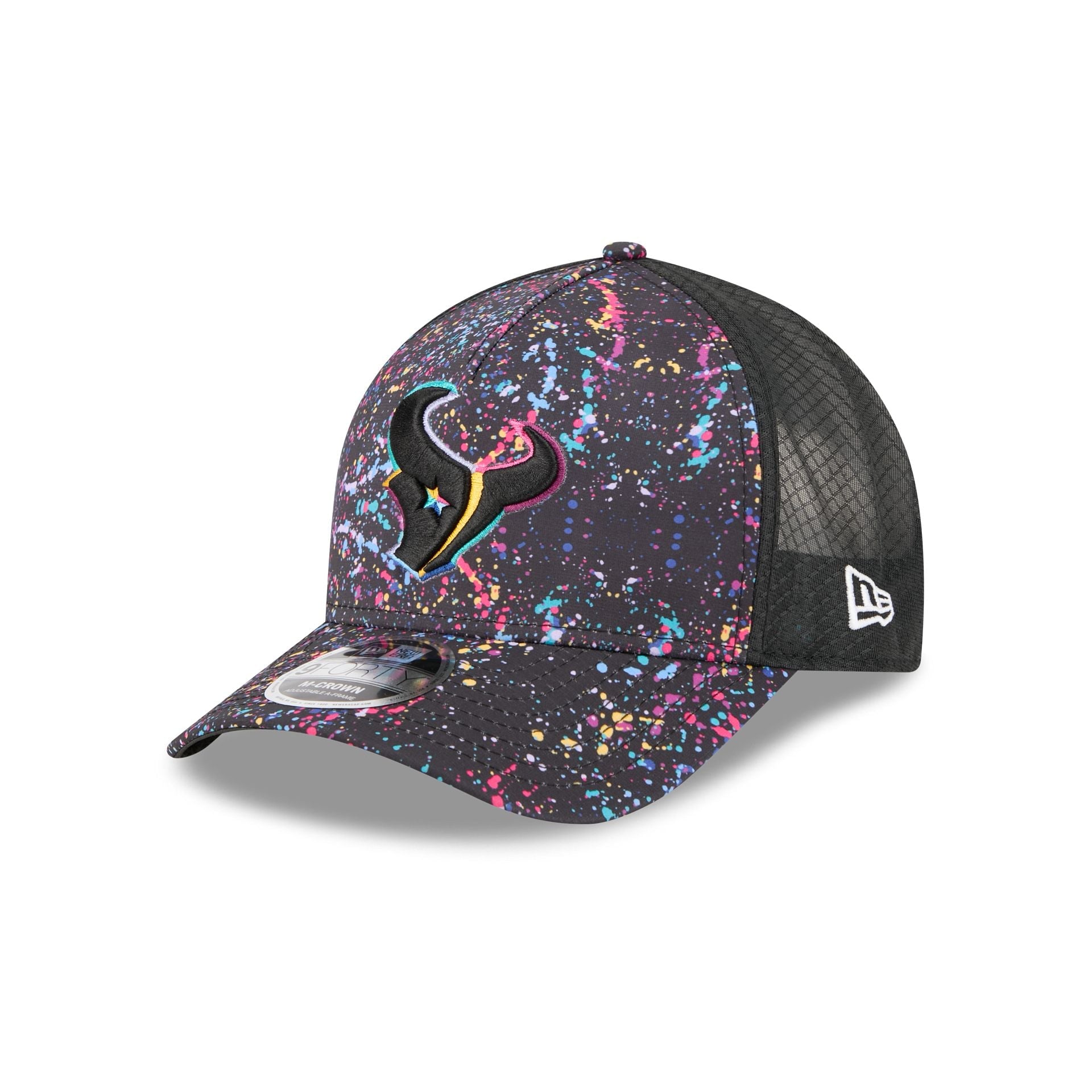 Houston Texans 2025 Crucial Catch 9FORTY M-Crown A-Frame Trucker Hat