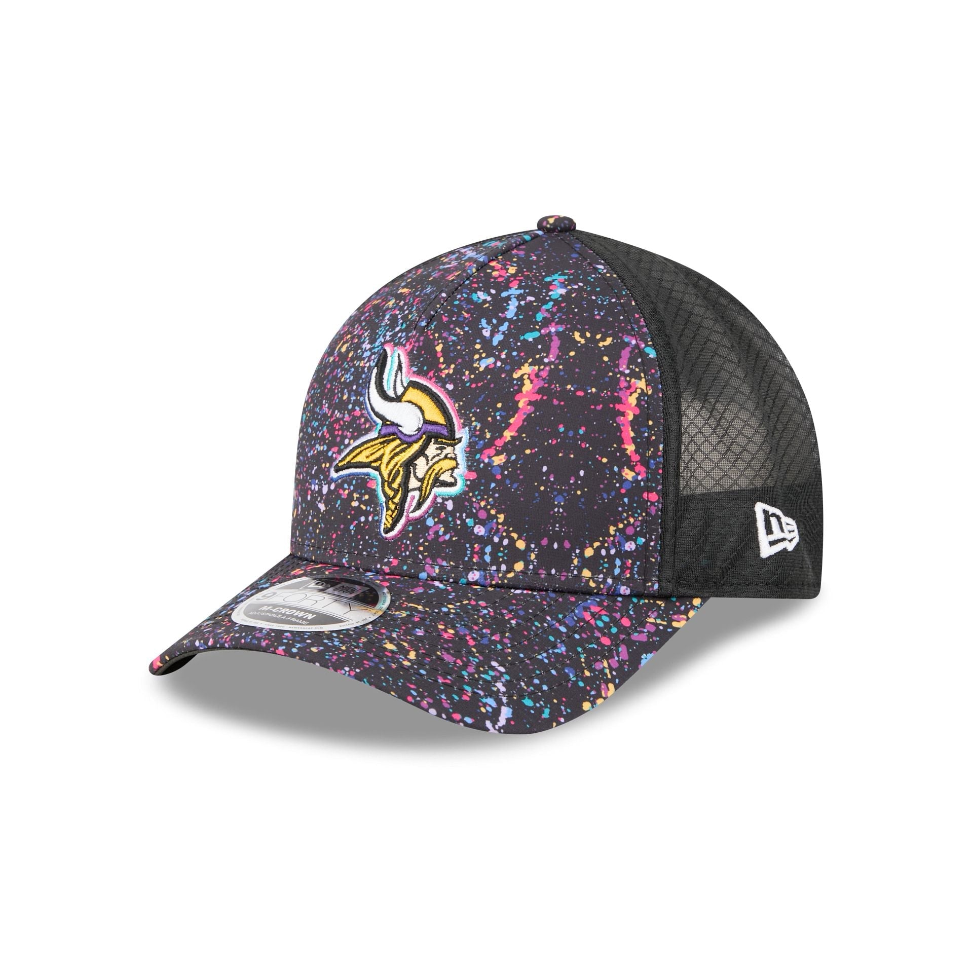 Minnesota Vikings 2025 Crucial Catch 9FORTY M-Crown A-Frame Trucker Hat