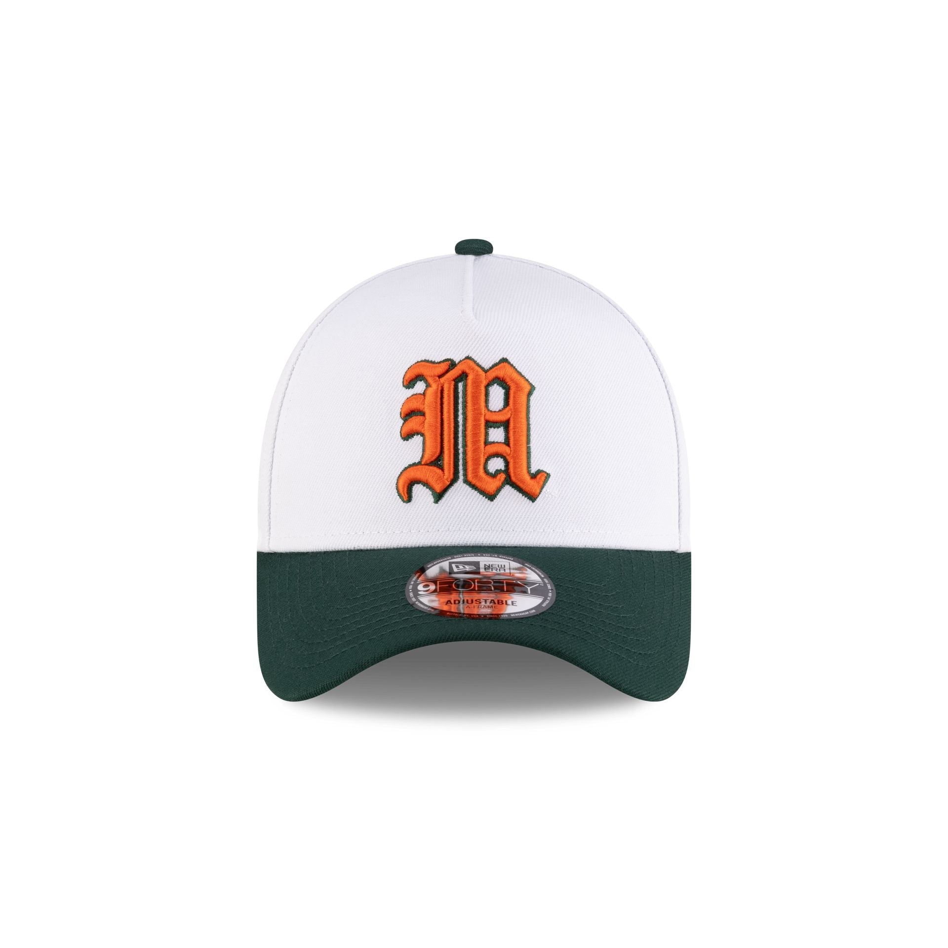 New Era x adidas Miami Hurricanes White 9FORTY A-Frame Snapback Hat