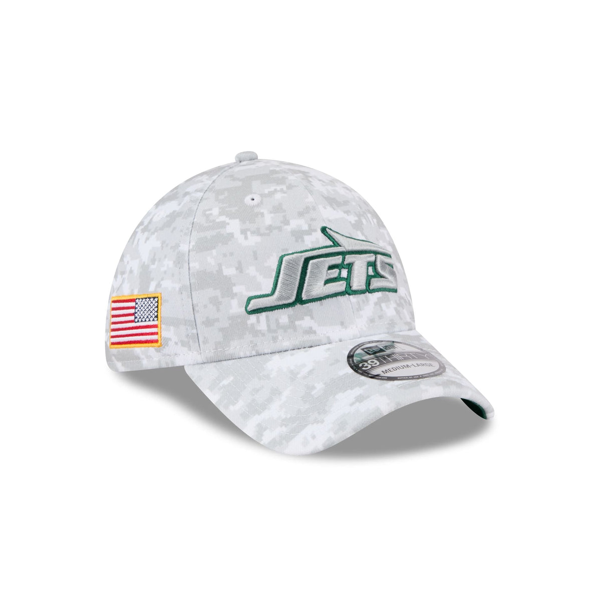 New York Jets 2025 Salute to Service Fan Gear 39THIRTY Stretch Fit Hat