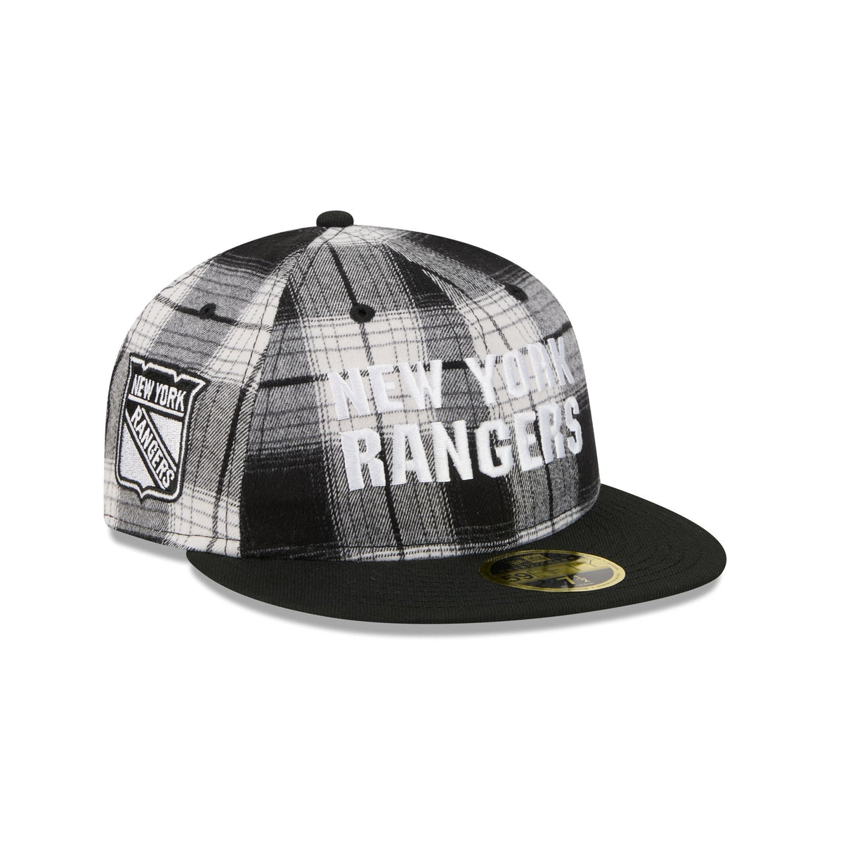 New York Rangers Grunge Plaid Retro Crown 59FIFTY Fitted Hat