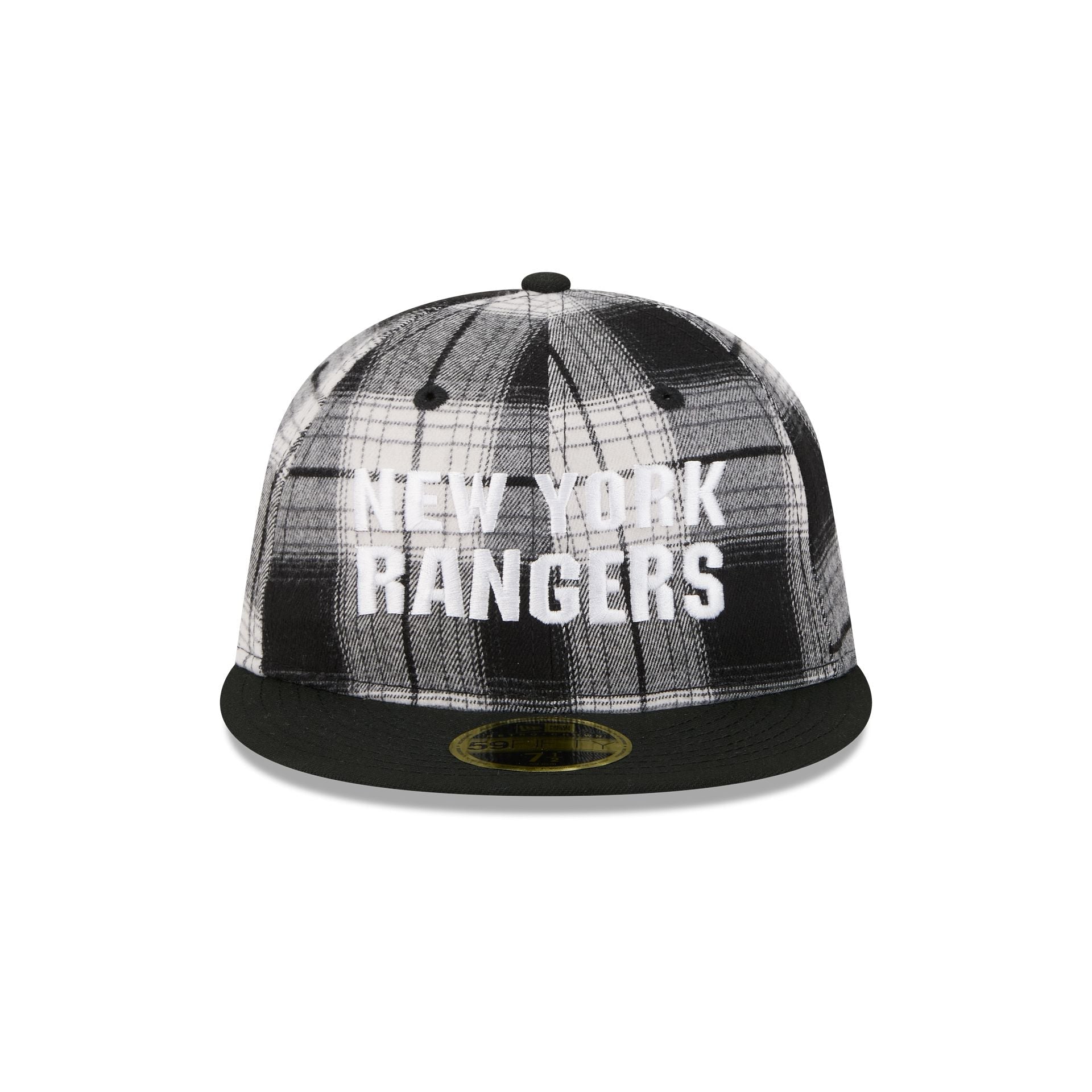New York Rangers Grunge Plaid Retro Crown 59FIFTY Fitted Hat
