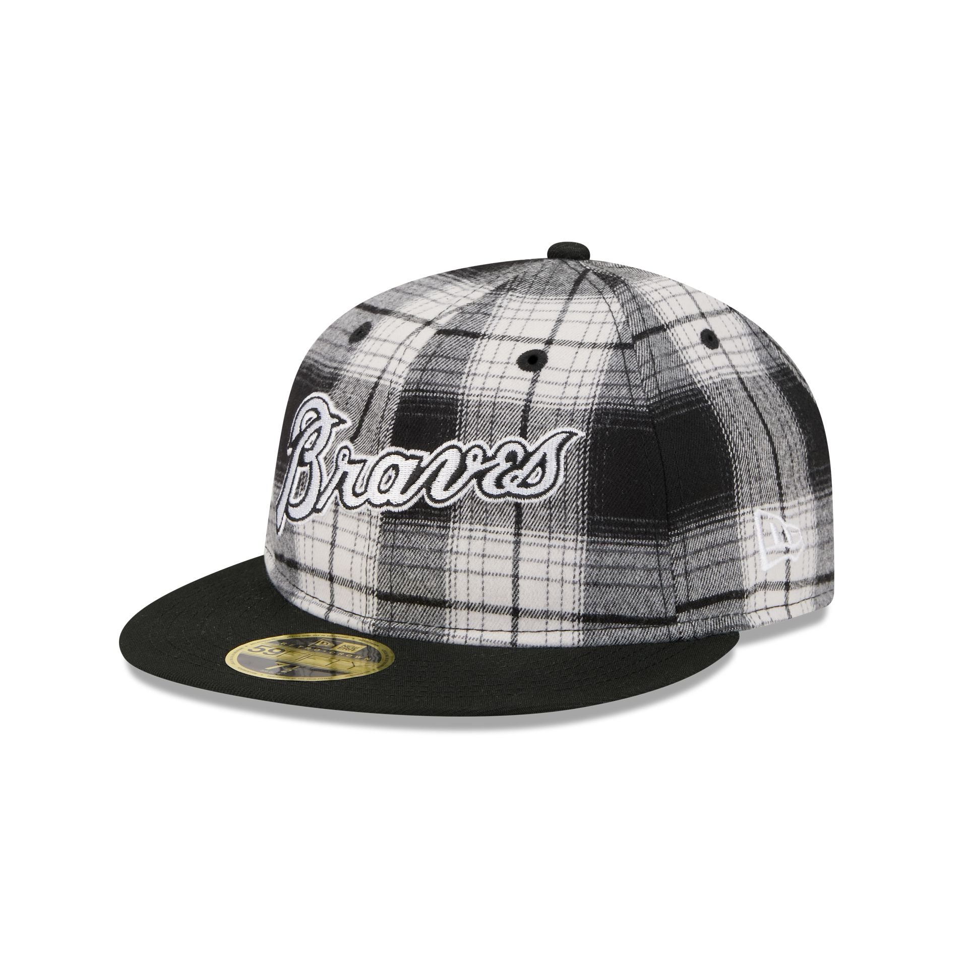 Atlanta Braves Grunge Plaid Retro Crown 59FIFTY Fitted Hat
