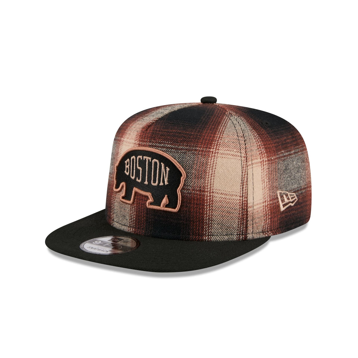 Boston Bruins Grunge Plaid 9FIFTY A-Frame Adjustable Hat