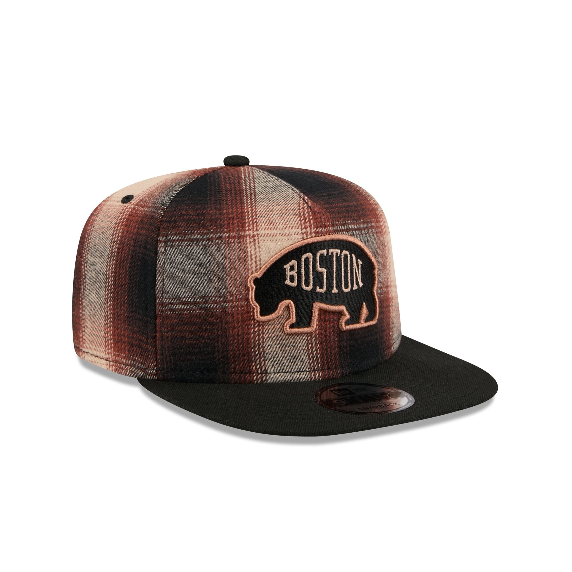 Boston Bruins Grunge Plaid 9FIFTY A-Frame Adjustable Hat