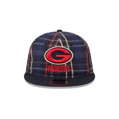 Green Bay Packers Grunge Plaid Retro Crown 9FIFTY Adjustable Hat