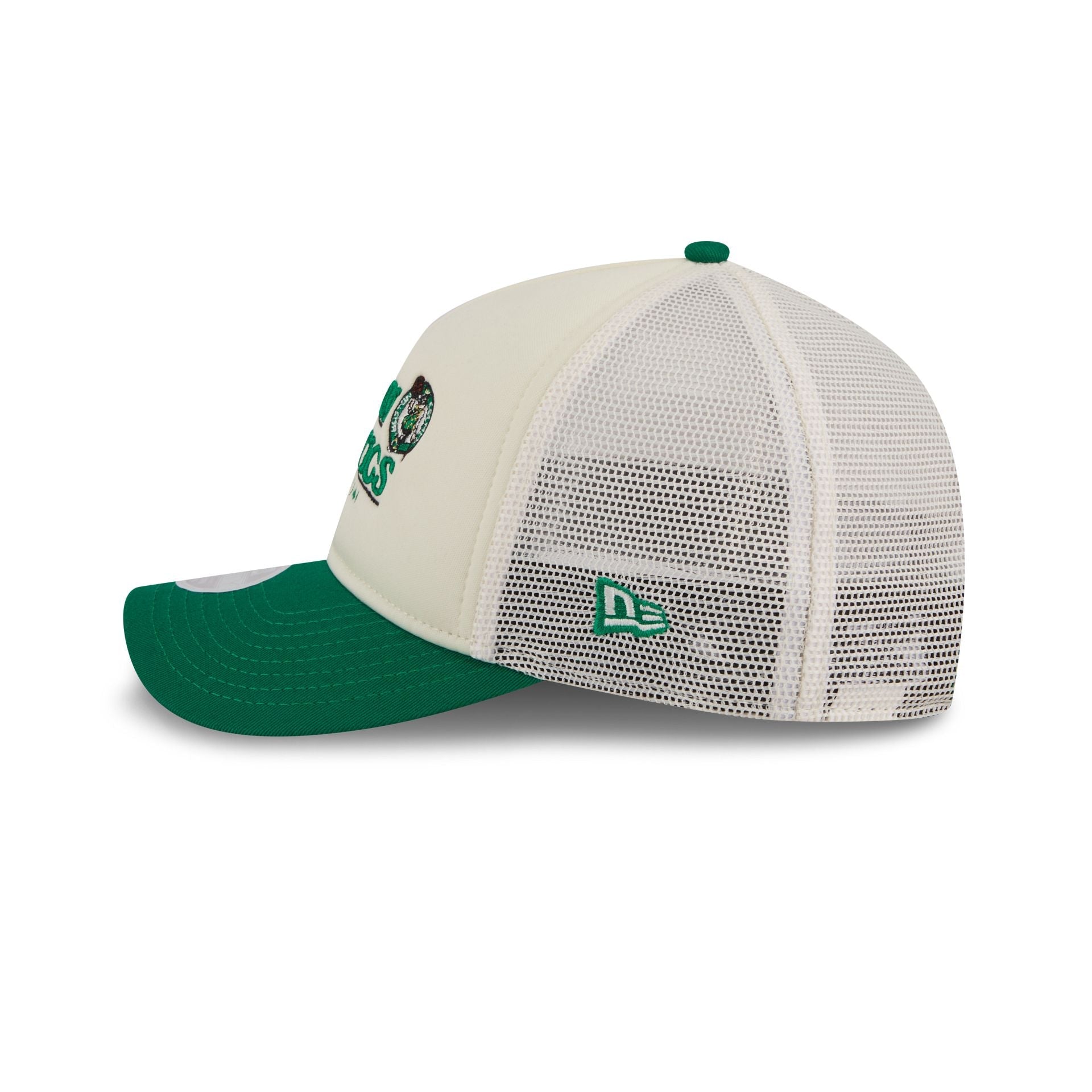 Boston Celtics Retro Chrome Women's White 9FORTY M-Crown A-Frame Trucker Hat