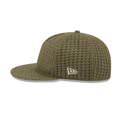 New Era Cap Waffle Knit Olive Retro Crown 9FIFTY Strapback Hat