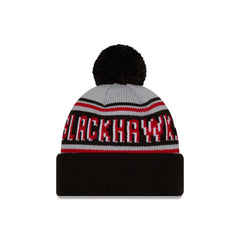 Chicago Blackhawks Stripe Wordmark Pom Knit Hat
