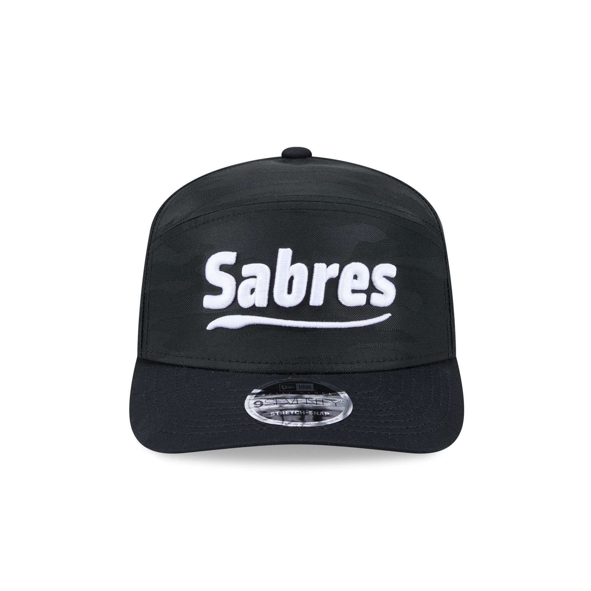 Buffalo Sabres Black Camo Split Panel 9SEVENTY Stretch-Snap Hat