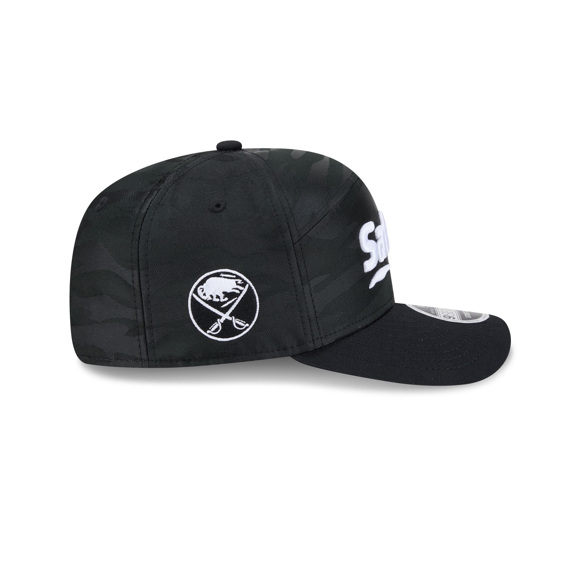 Buffalo Sabres Black Camo Split Panel 9SEVENTY Stretch-Snap Hat