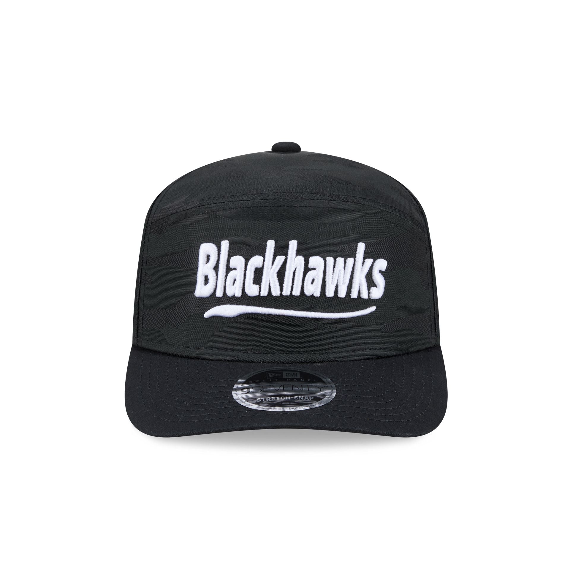 Chicago Blackhawks Black Camo Split Panel 9SEVENTY Stretch-Snap Hat