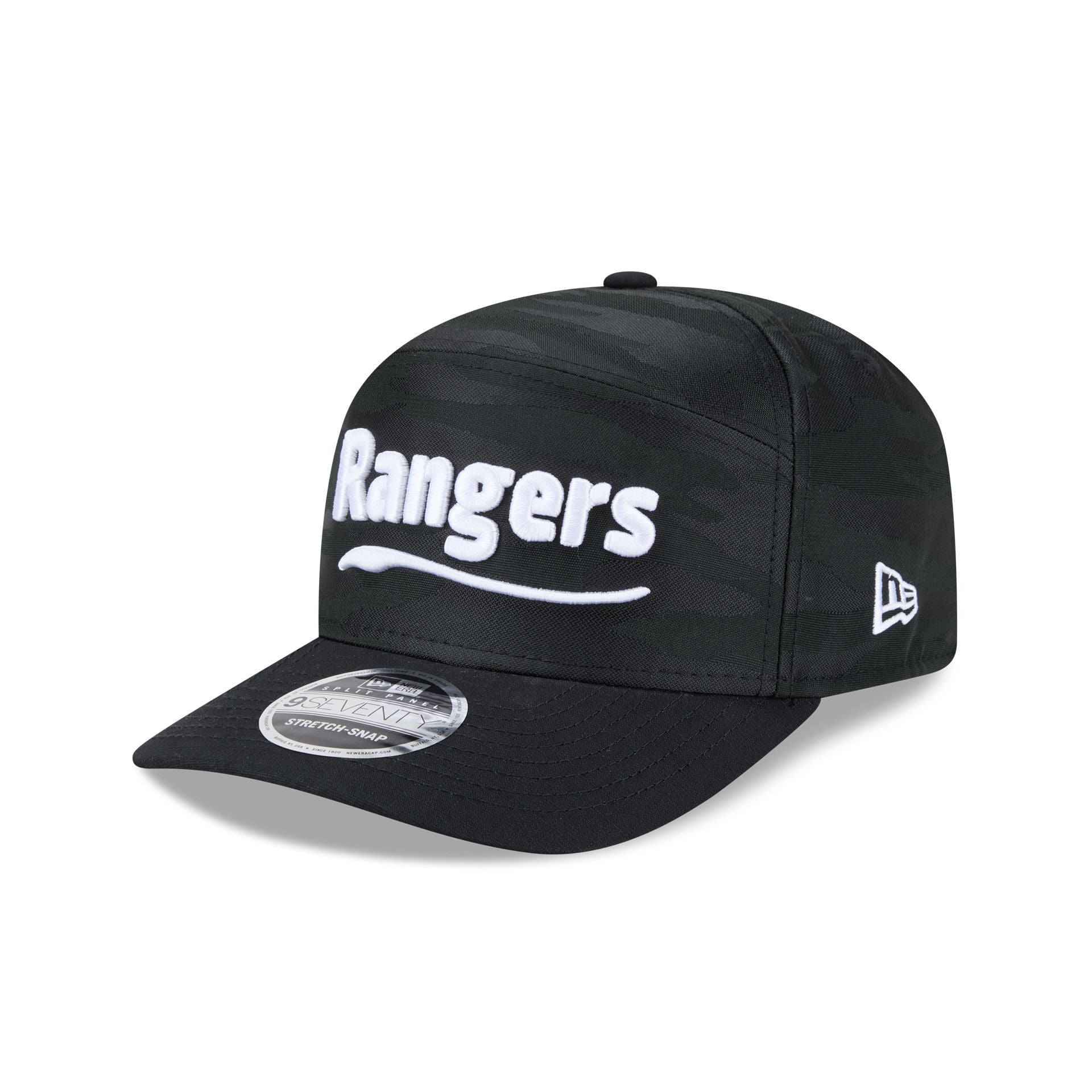 New York Rangers Black Camo Split Panel 9SEVENTY Stretch-Snap Hat