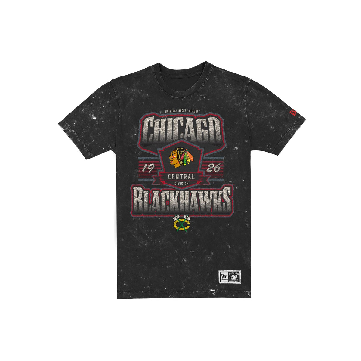 Chicago Blackhawks Throwback Washed Graphic Black T-Shirt