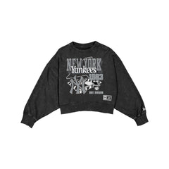 New York Yankees Women's Throwback Cropped Washed Black Crewneck