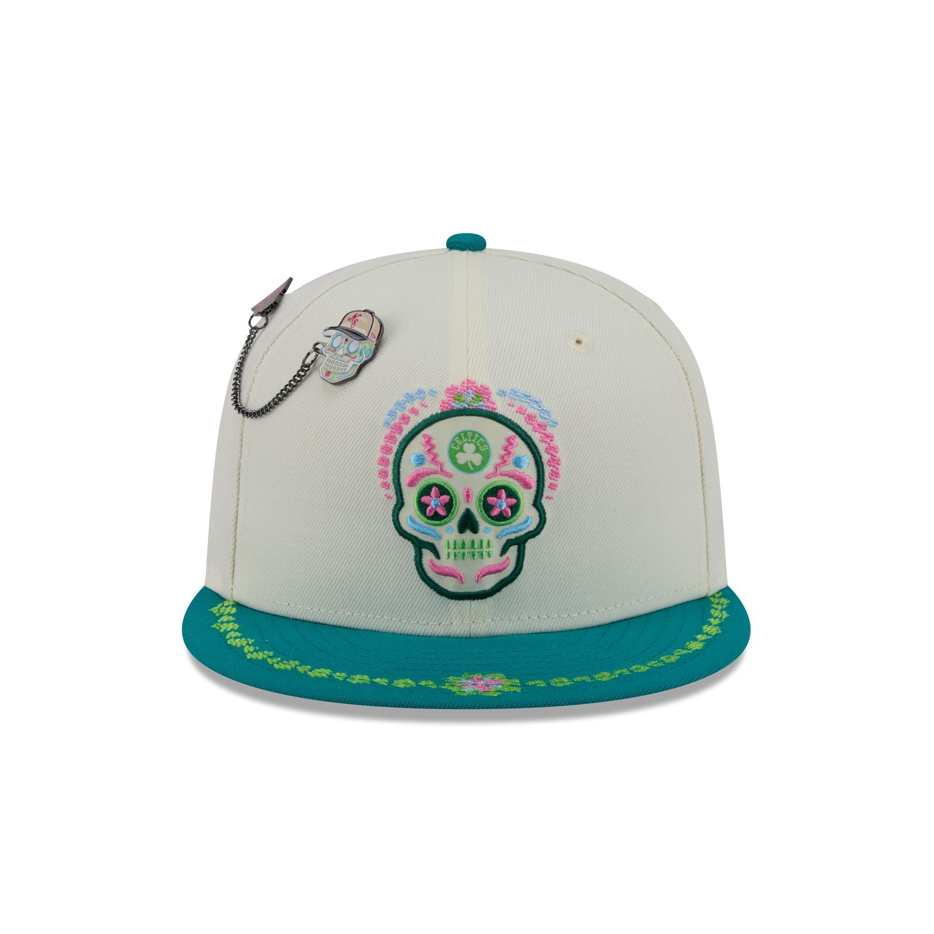 Boston Celtics Day of the Dead Chrome White 59FIFTY Fitted Hat
