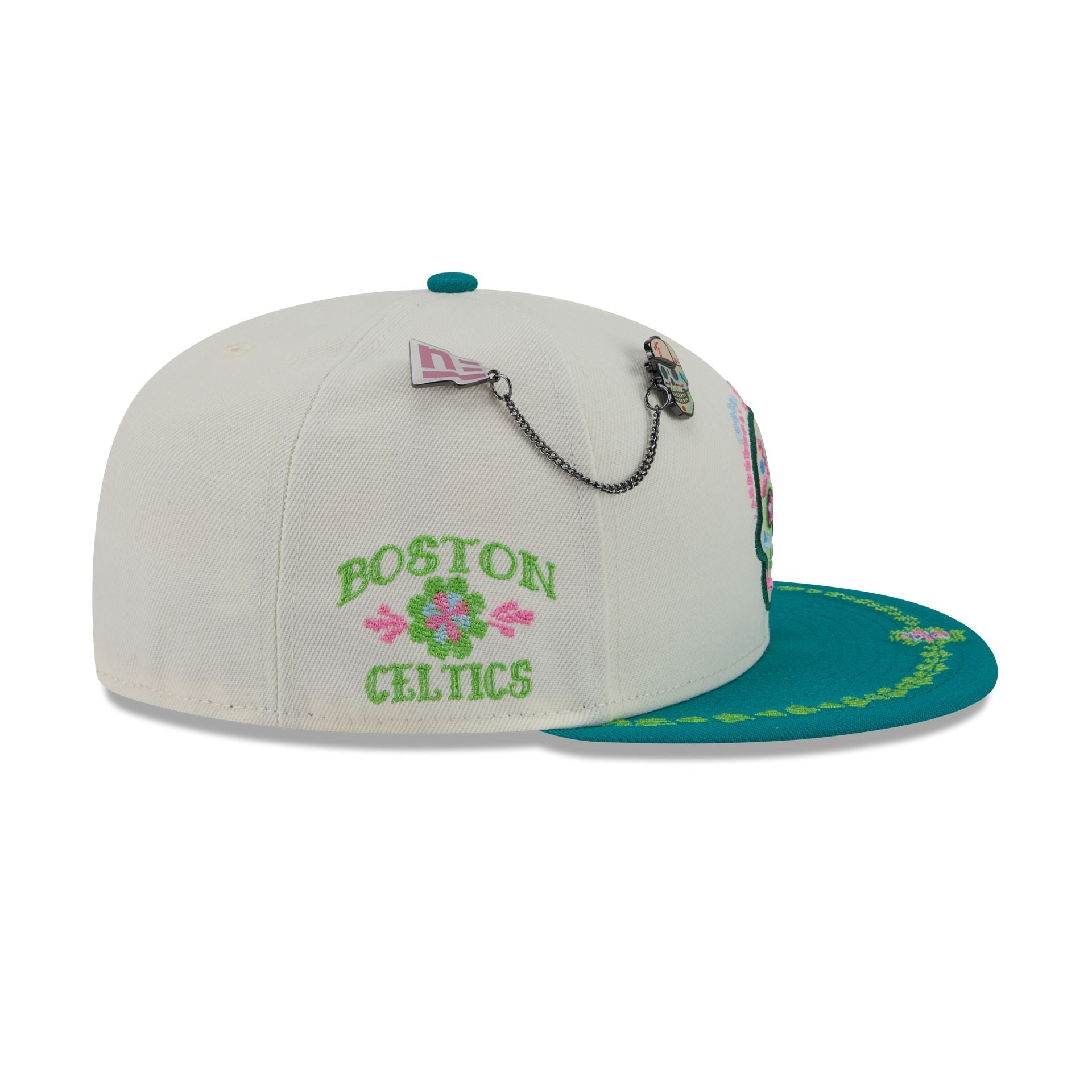 Boston Celtics Day of the Dead Chrome White 59FIFTY Fitted Hat