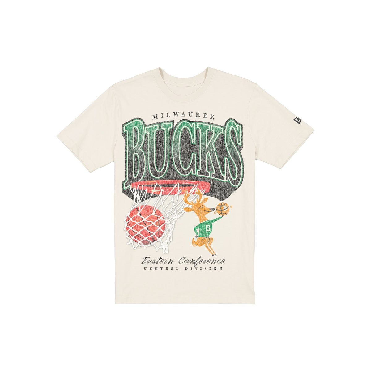 Milwaukee Bucks Sport Classics Distressed Print Chrome T-Shirt