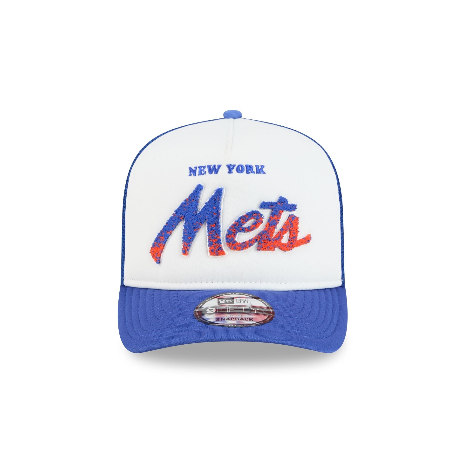New York Mets Fade Script 9FIFTY A-Frame Trucker Hat