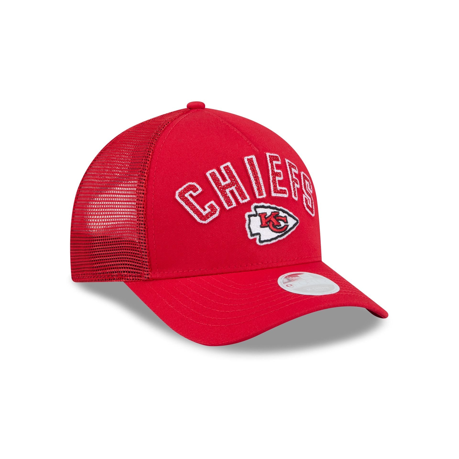 Kansas City Chiefs Sequin Wordmark Women's 9FORTY M-Crown A-Frame Trucker Hat