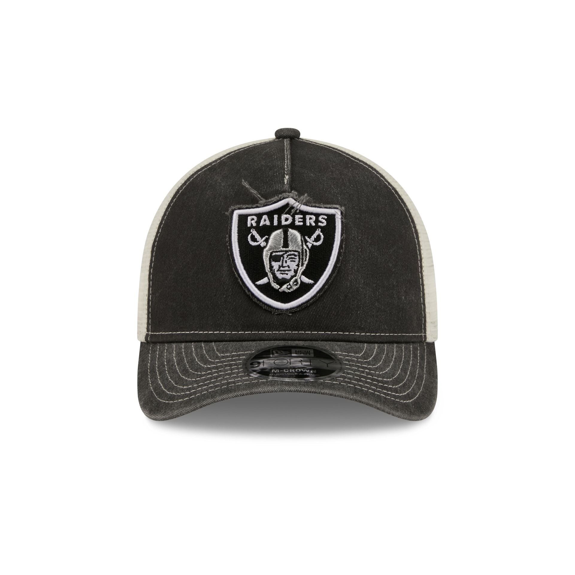 Las Vegas Raiders Frayed Logo 9FORTY M-Crown A-Frame Trucker Hat