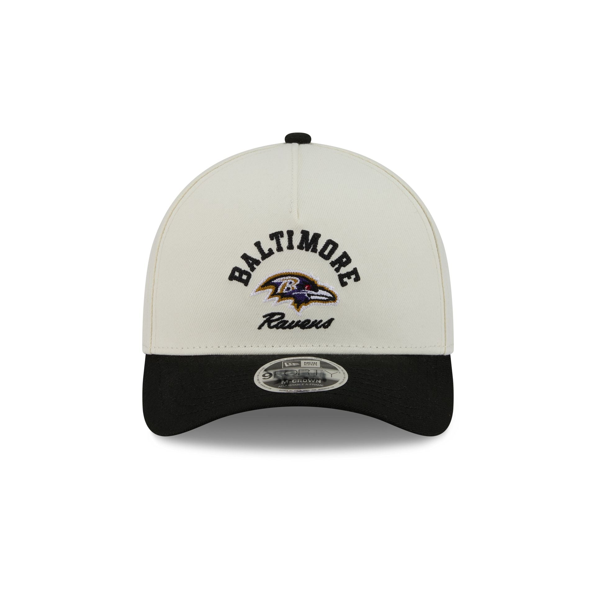 Baltimore Ravens Arched Graphic Chrome White 9FORTY M-Crown A-Frame Snapback Hat
