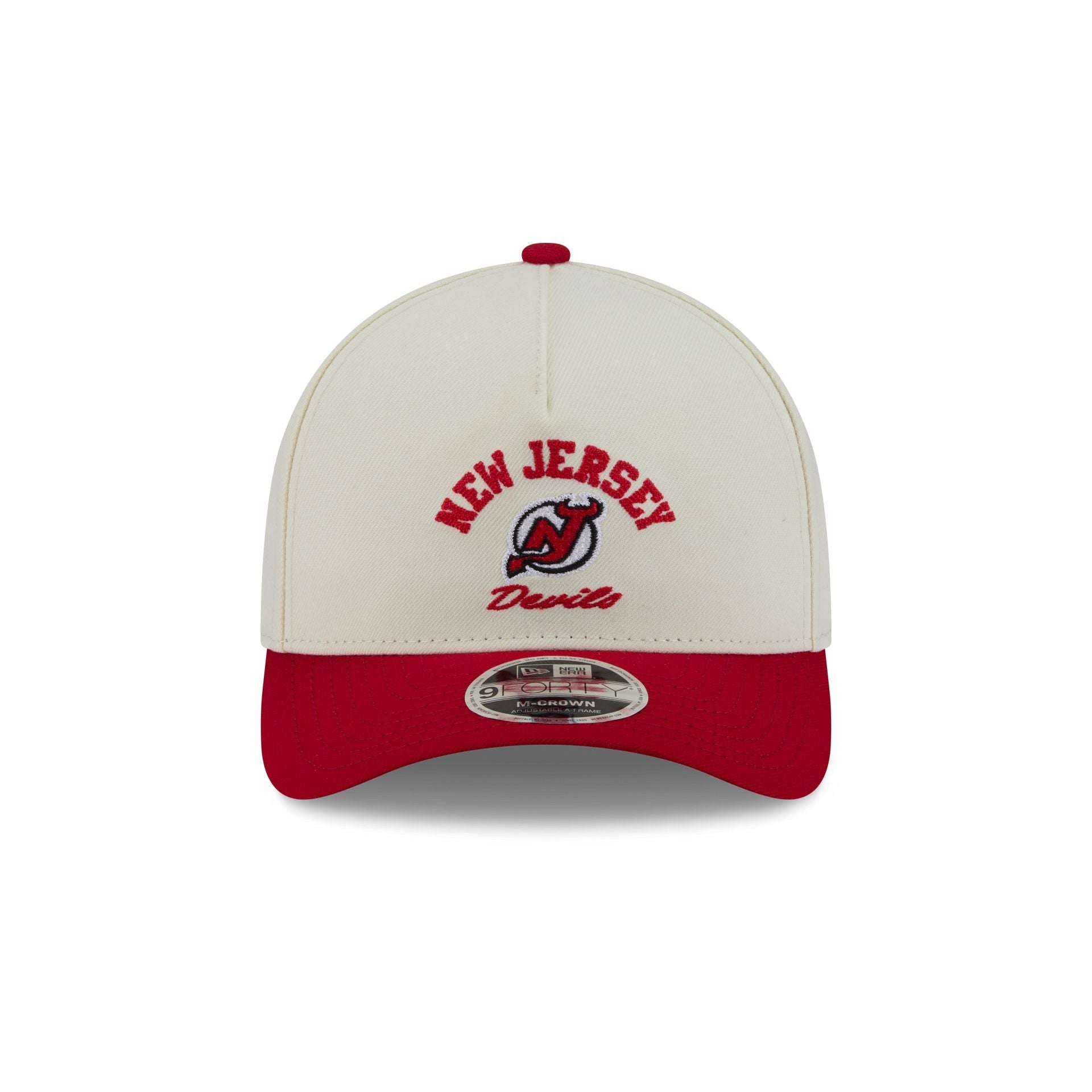 New Jersey Devils Arched Graphic Chrome White 9FORTY M-Crown A-Frame Snapback Hat