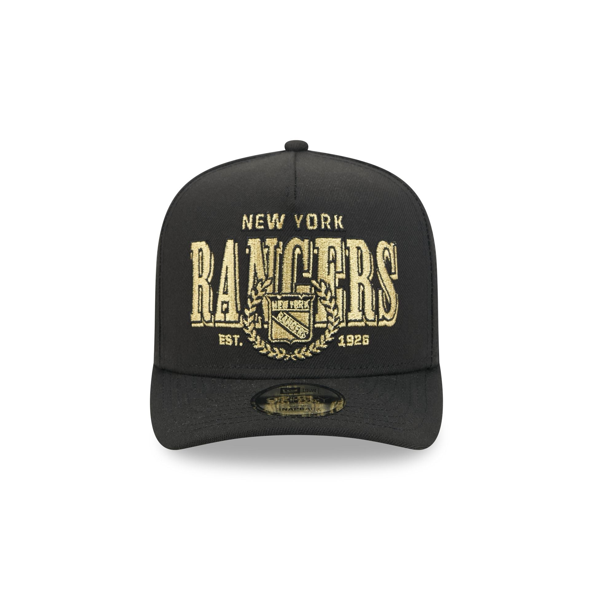 New York Rangers Gold Laurel Black 9FIFTY A-Frame Snapback Hat
