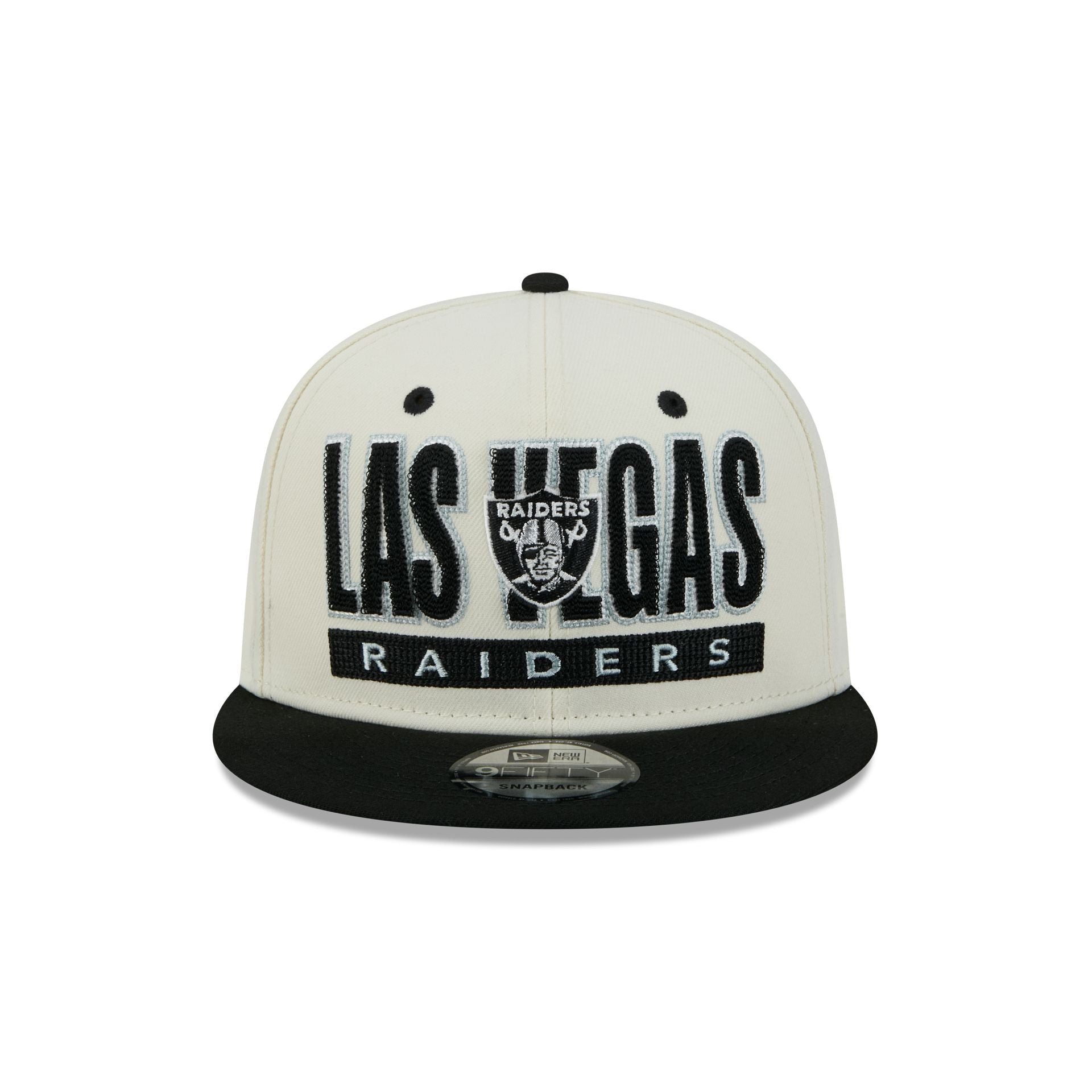 Las Vegas Raiders Classic Stacked Chrome 9FIFTY Snapback Hat